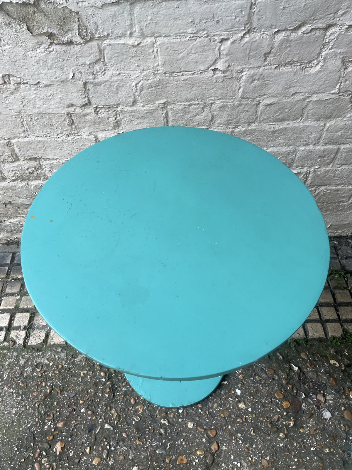 Pair Of Metal Teal Coloured Bistro / Side Tables photo vinterior