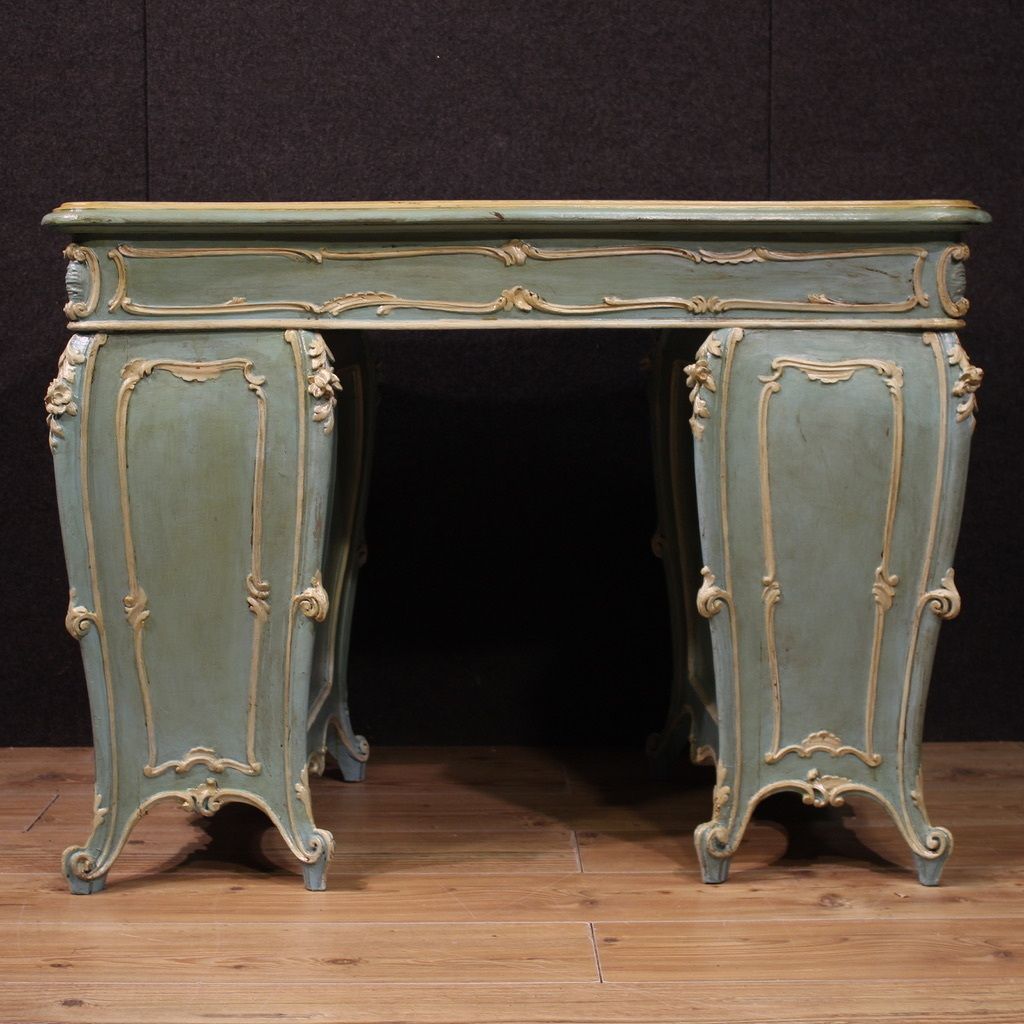 Venetian Lacquered And Painted Writing Desk From The 20th Century photo for sale