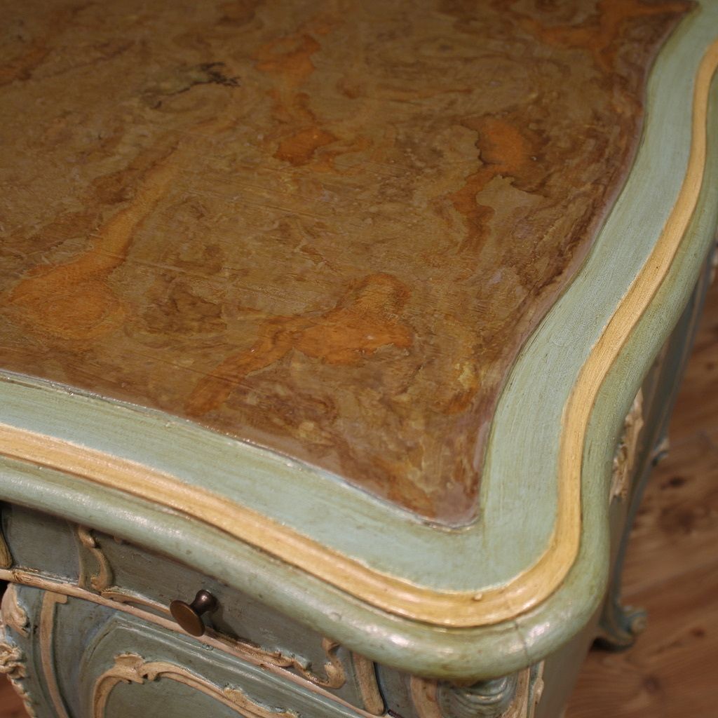 Furniture Venetian Lacquered And Painted Writing Desk From The 20th Century photo