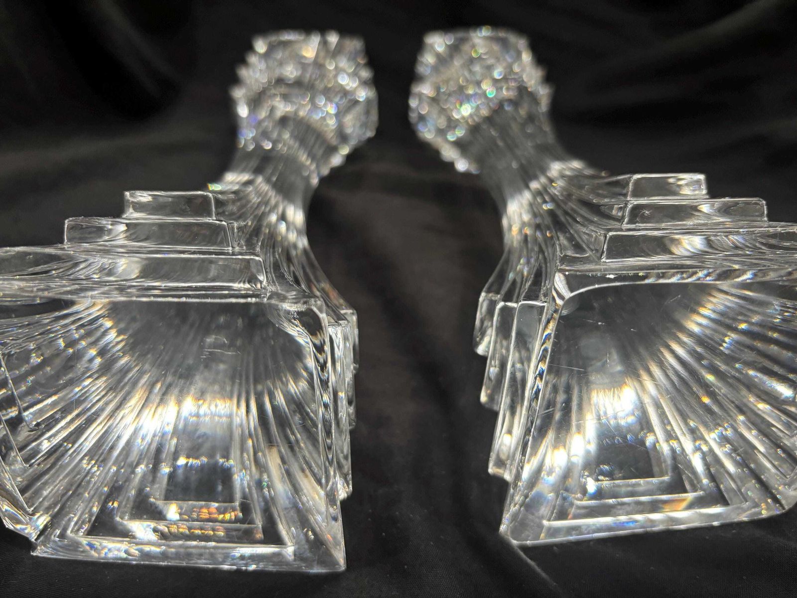 Large Crystal Art Deco Style Candle Holders By Mikasa 10" photo buy