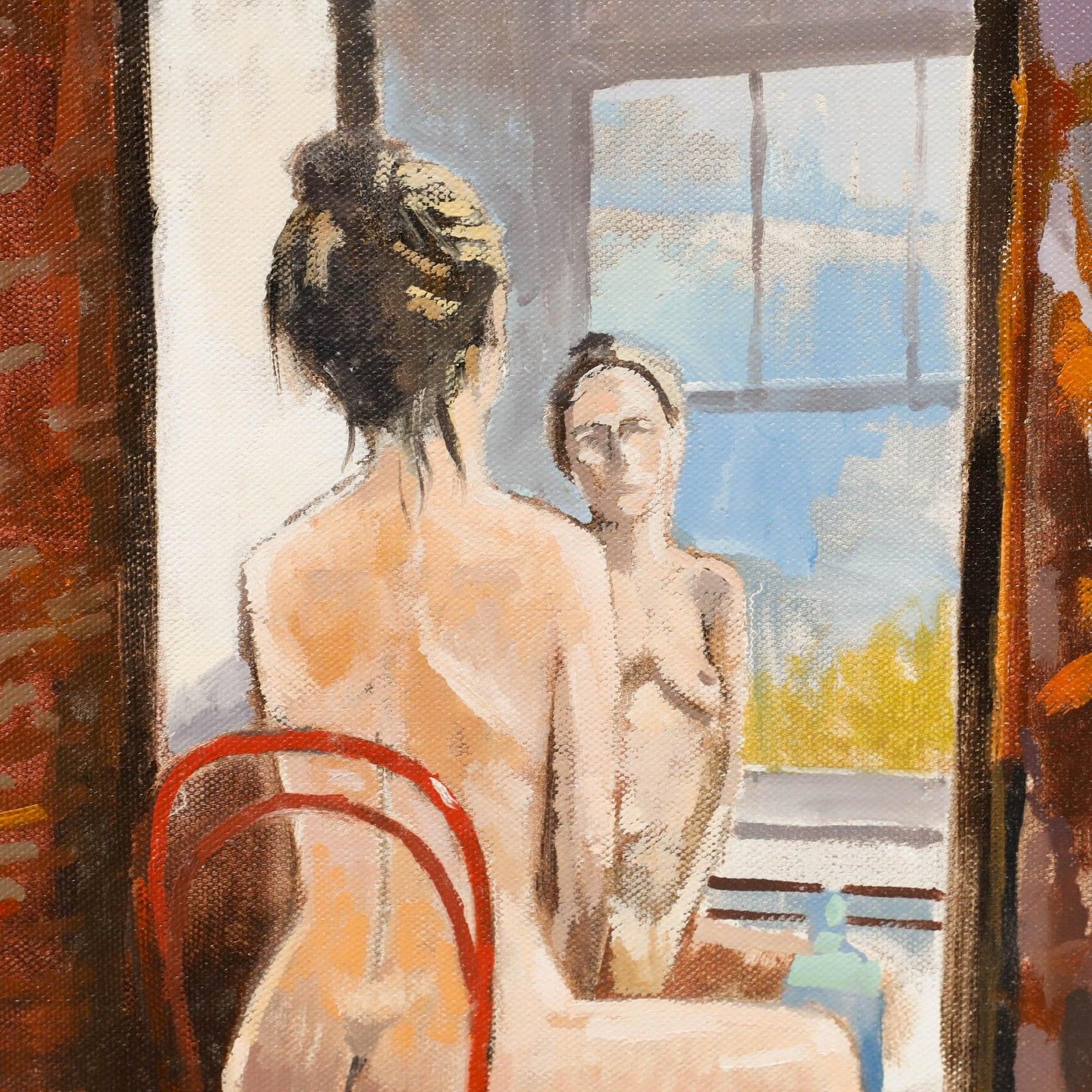 Zlatan Pilipovic (B.1958) Contemporary Oil, Woman In The Mirror photo Art