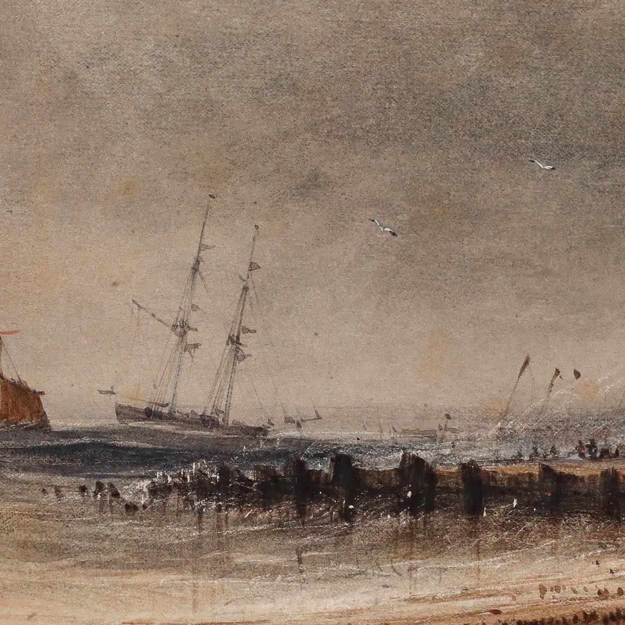 Framed Late 19th Century Watercolour Caught In A Coastal Gale photo 250.0