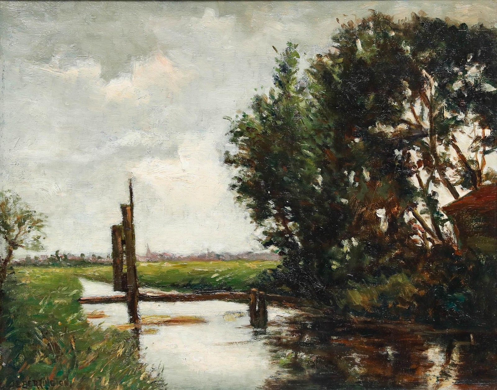 James Edward Berrington (1896 1989) 1947 Oil, Sloot By The Weir photo furniture