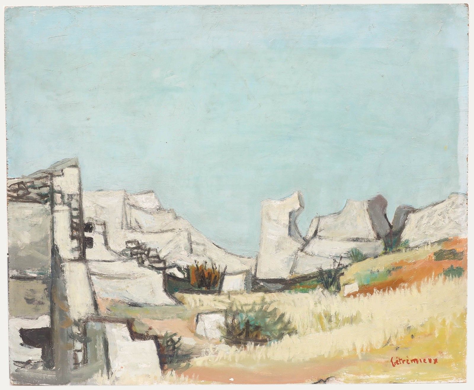 Charles Betremieux (1919 1997) 1950 Oil, Ruins By The Sea