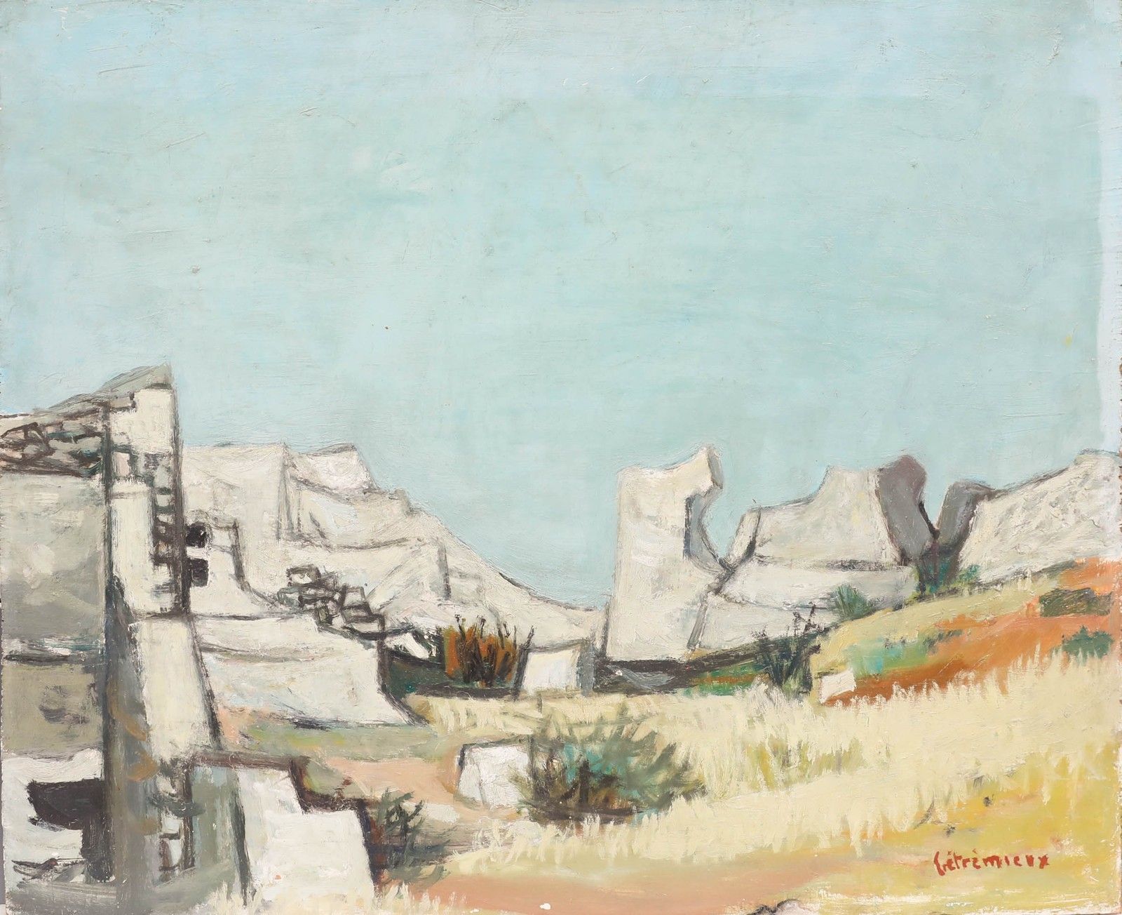 Charles Betremieux (1919 1997) 1950 Oil, Ruins By The Sea photo for sale