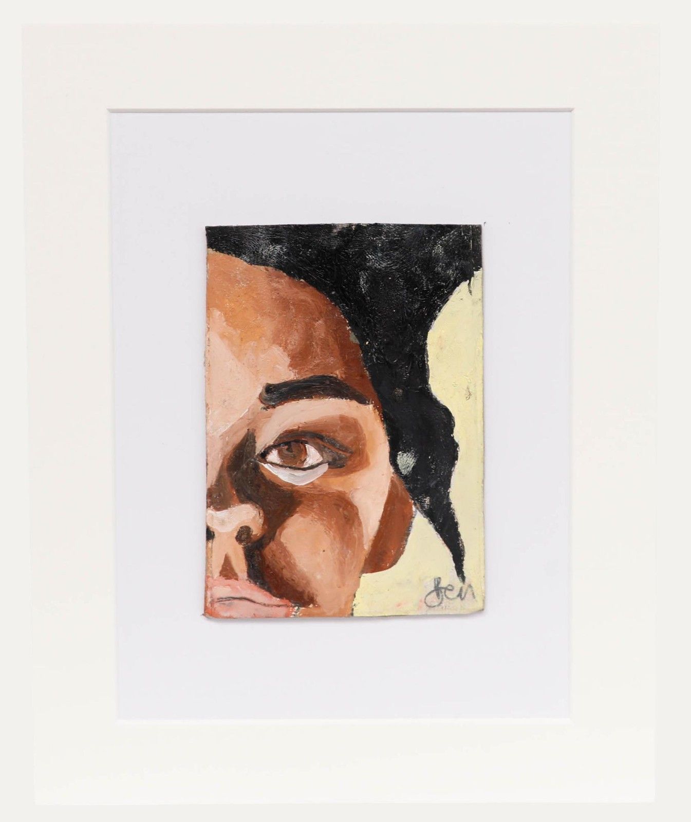 Ben Carrivick Contemporary Oil, Fragments Of A Face On Yellow