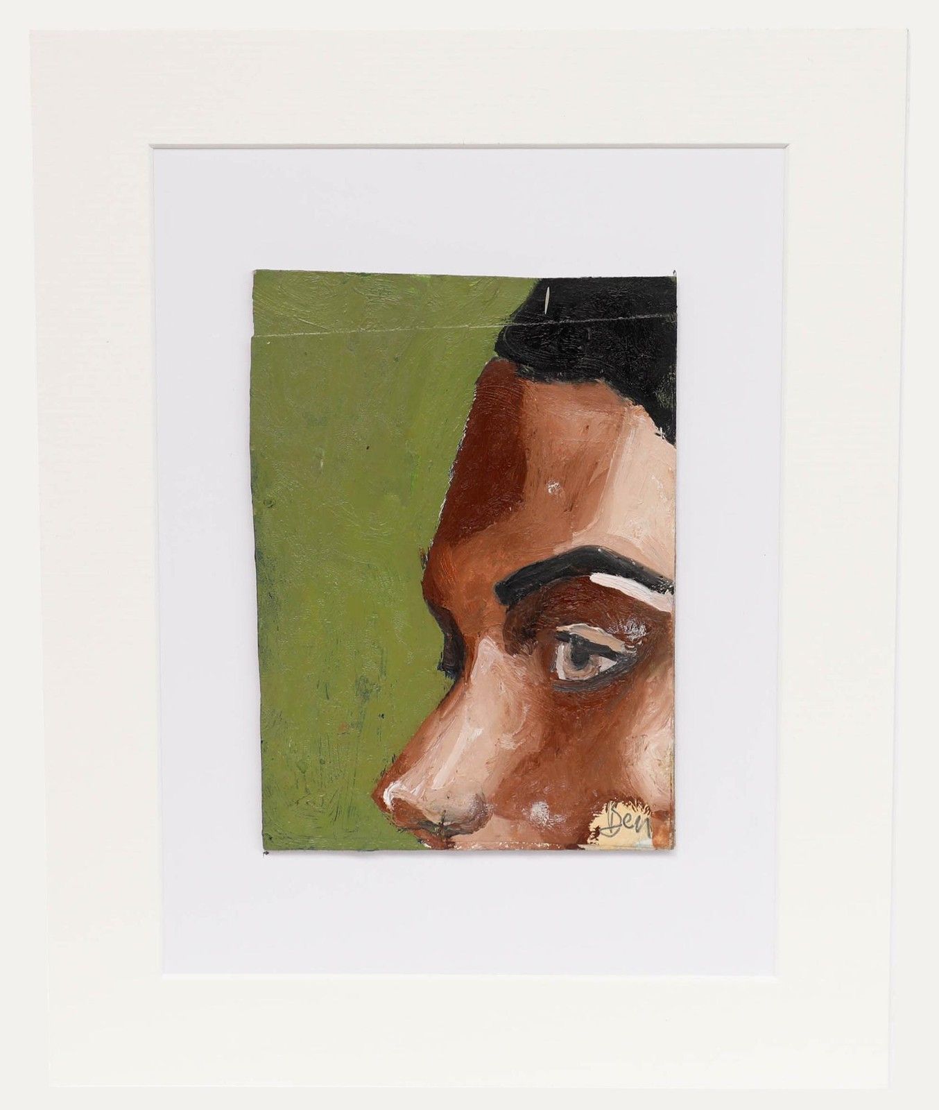 Ben Carrivick Contemporary Oil, Fragments Of A Face On Green