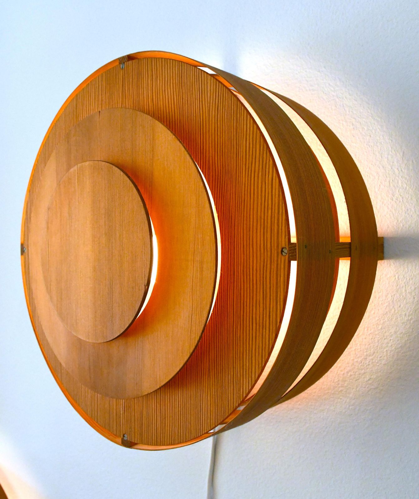 Prototype Wandlampen Van Grenenhoutfineer Door Hans Agne Jakobsson Voor Ellysett, 1961, Set Van 2 photo 3643.0