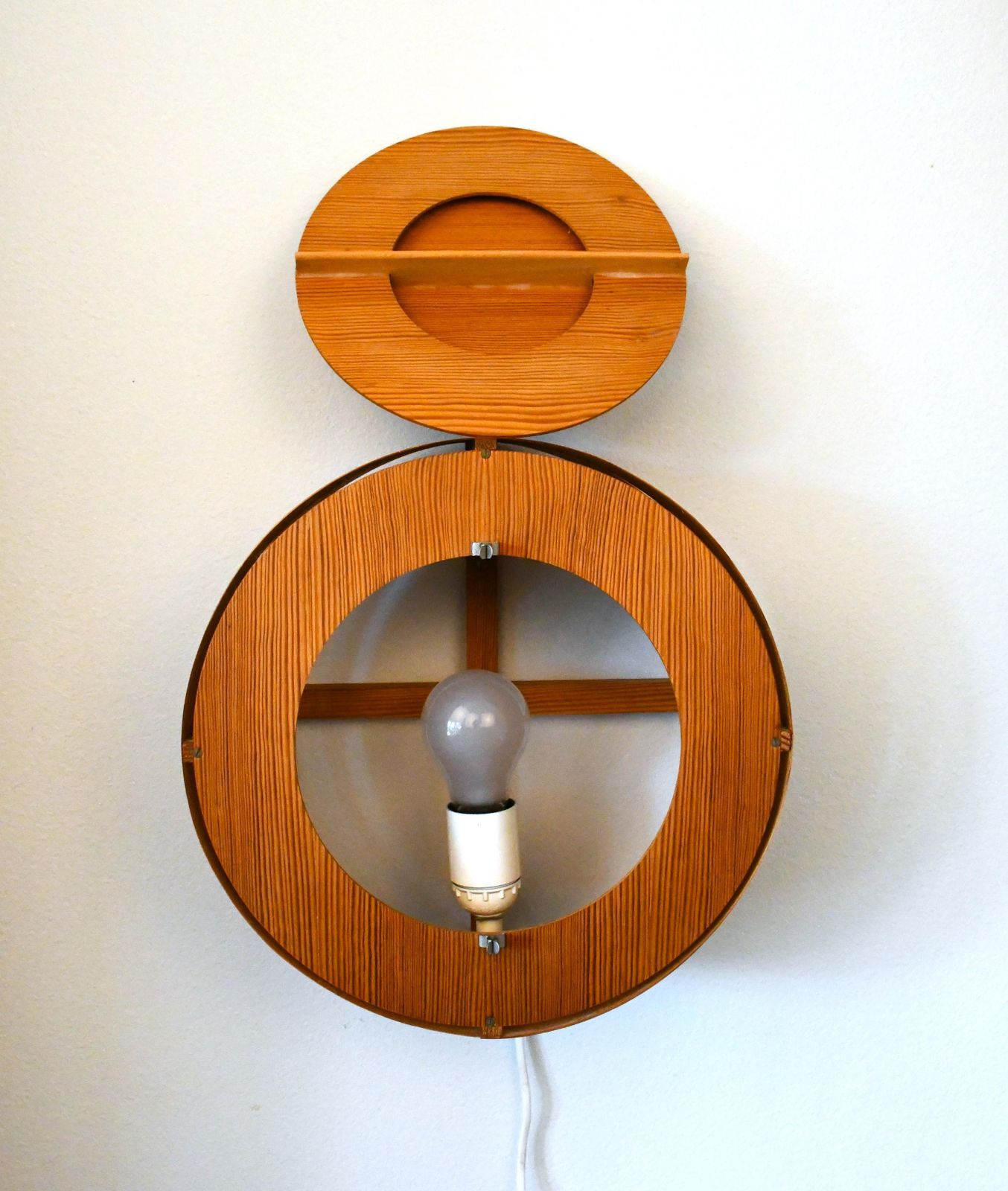 Lighting Prototype Pine Veneer Scones By Hans Agne Jakobsson For Ellysett, 1961, Set Of 2 photo