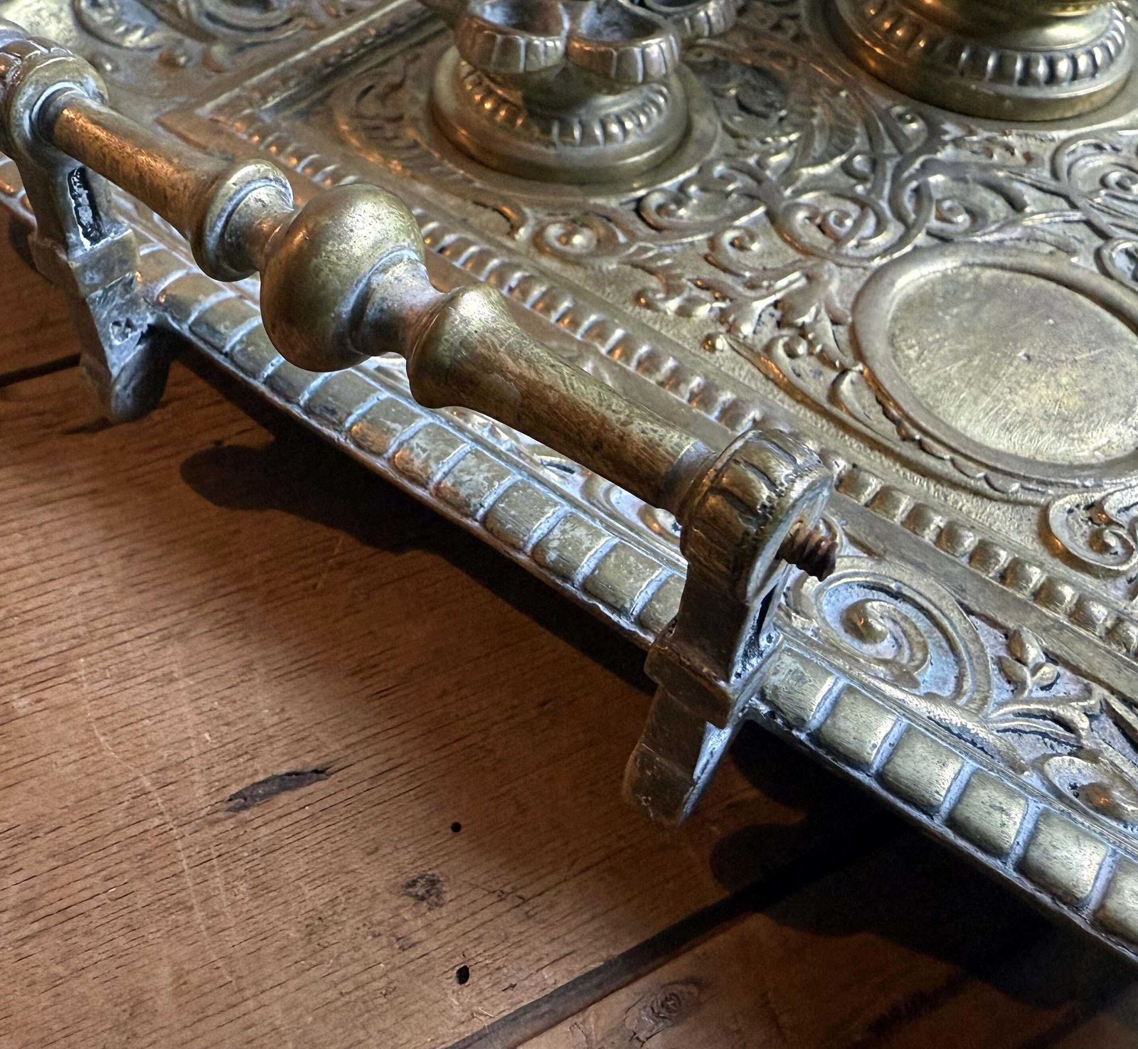 photo for sale Antique Smoking Tray French Rococo Style Cigar Set Cigarette Stand Match Holder Tobacco Pot In Brass