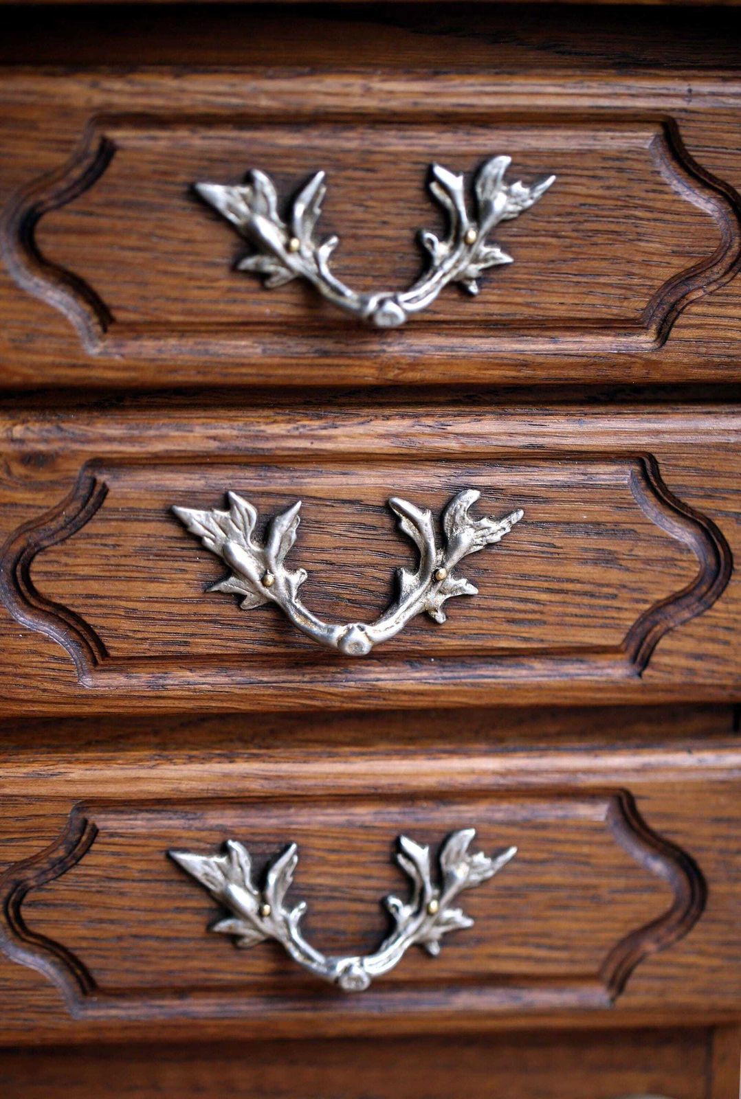 Antique French Oak Miniature Chest Salesman Sample Rococo Jewelry Box photo for sale