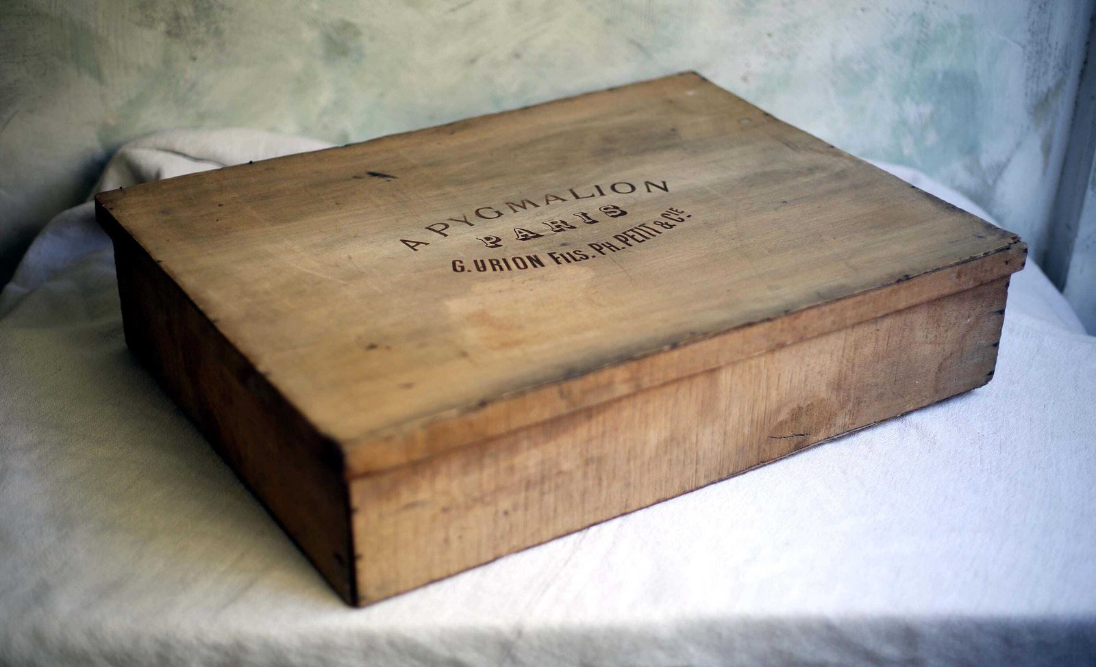 Antique Dress Box A Pygmalion Paris Store Large French Wooden Advertising Storage Box photo 205.0