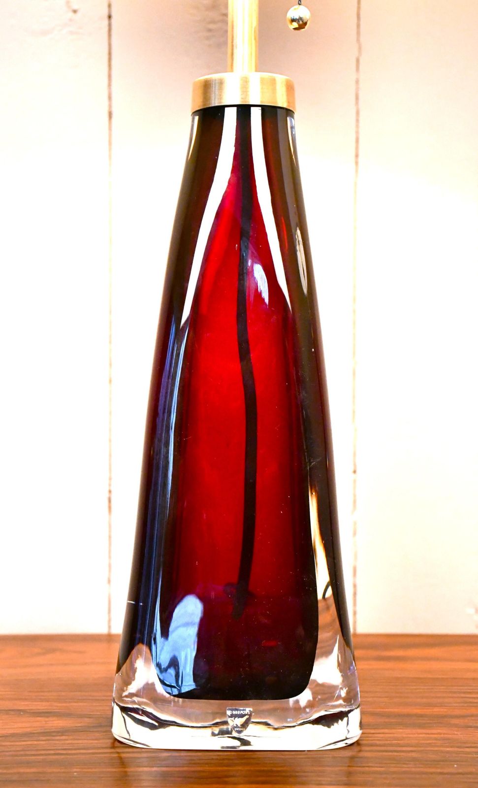 Large Swedish Ruby Red Art Glass Table Lamps By Carl Fagerlund For Orrefors, 1950s, Set Of 2 photo for sale