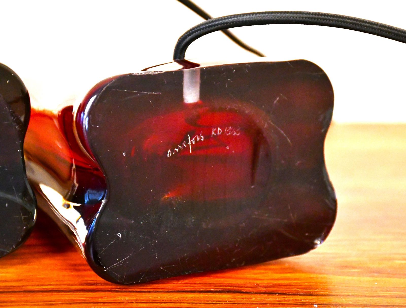 Lighting Large Swedish Ruby Red Art Glass Table Lamps By Carl Fagerlund For Orrefors, 1950s, Set Of 2 photo