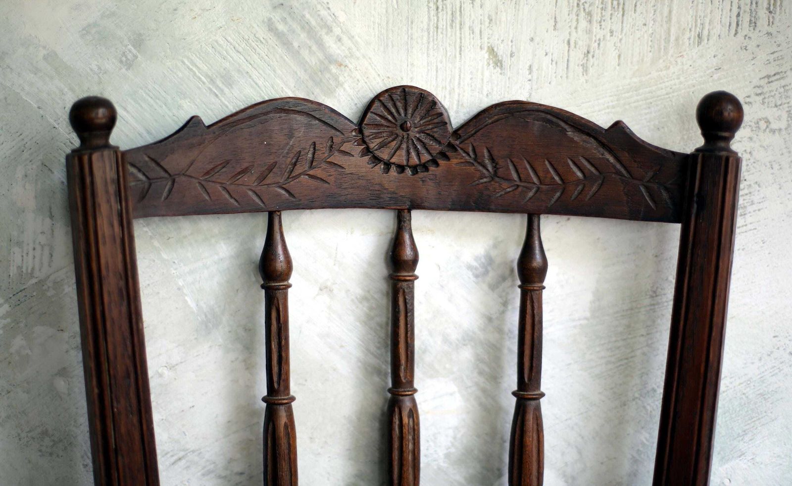 Child Antique Chair Wooden Miniature French Carved Woven Straw Seat Apprentice Piece photo furniture