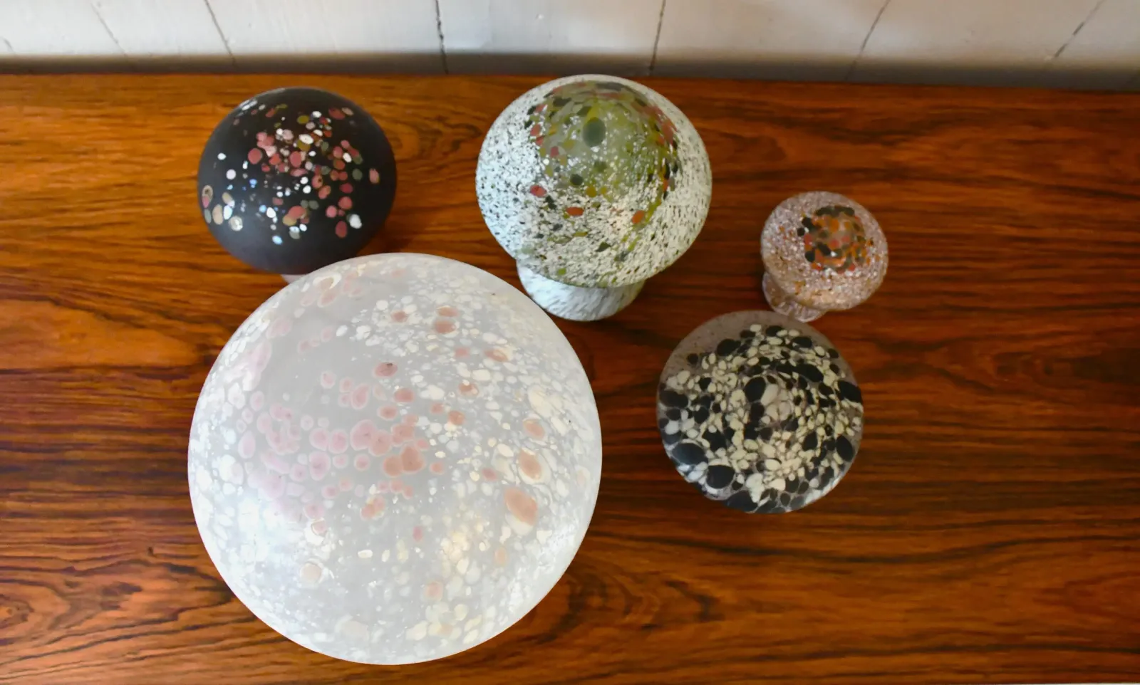 Art Glass Mushrooms By Monica Backström For Kosta, 1970s, Set Of 5 photo Lighting