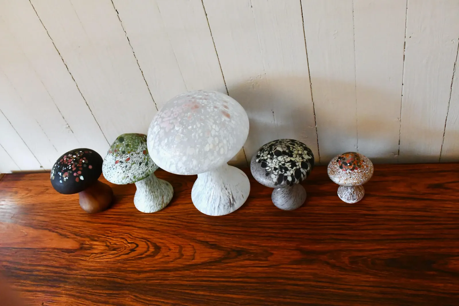 Art Glass Mushrooms By Monica Backström For Kosta, 1970s, Set Of 5 photo buy