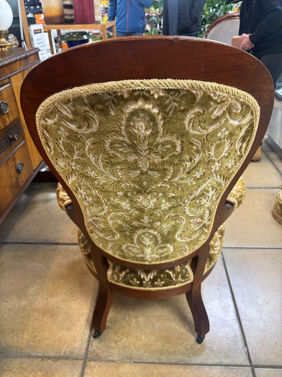 Furniture Victorian Italian Style Mahogany Salon Chair With Upholstered Footstool photo