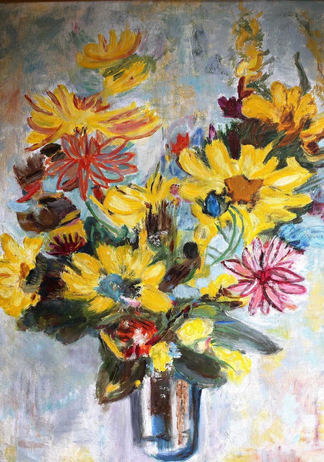 Large Original Still Life Oil Painting French Modern Floral Art photo furniture