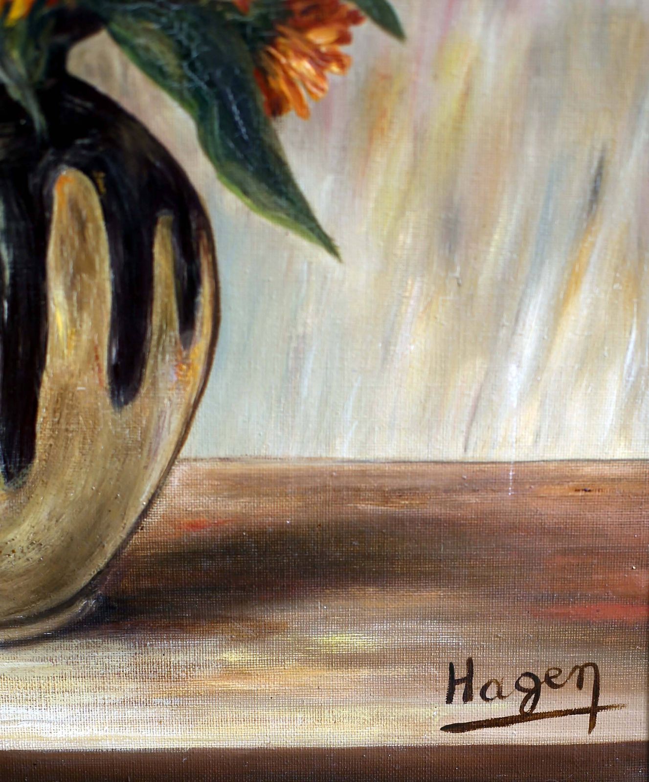 Large Chrysanthemums Oil Painting: French Impressionist Floral Still Life photo 205.0