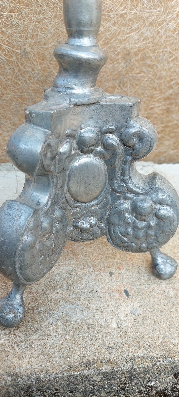 Antique Louis XIV Original Baroque Pewter Candlestick 17th/18th Century photo for sale