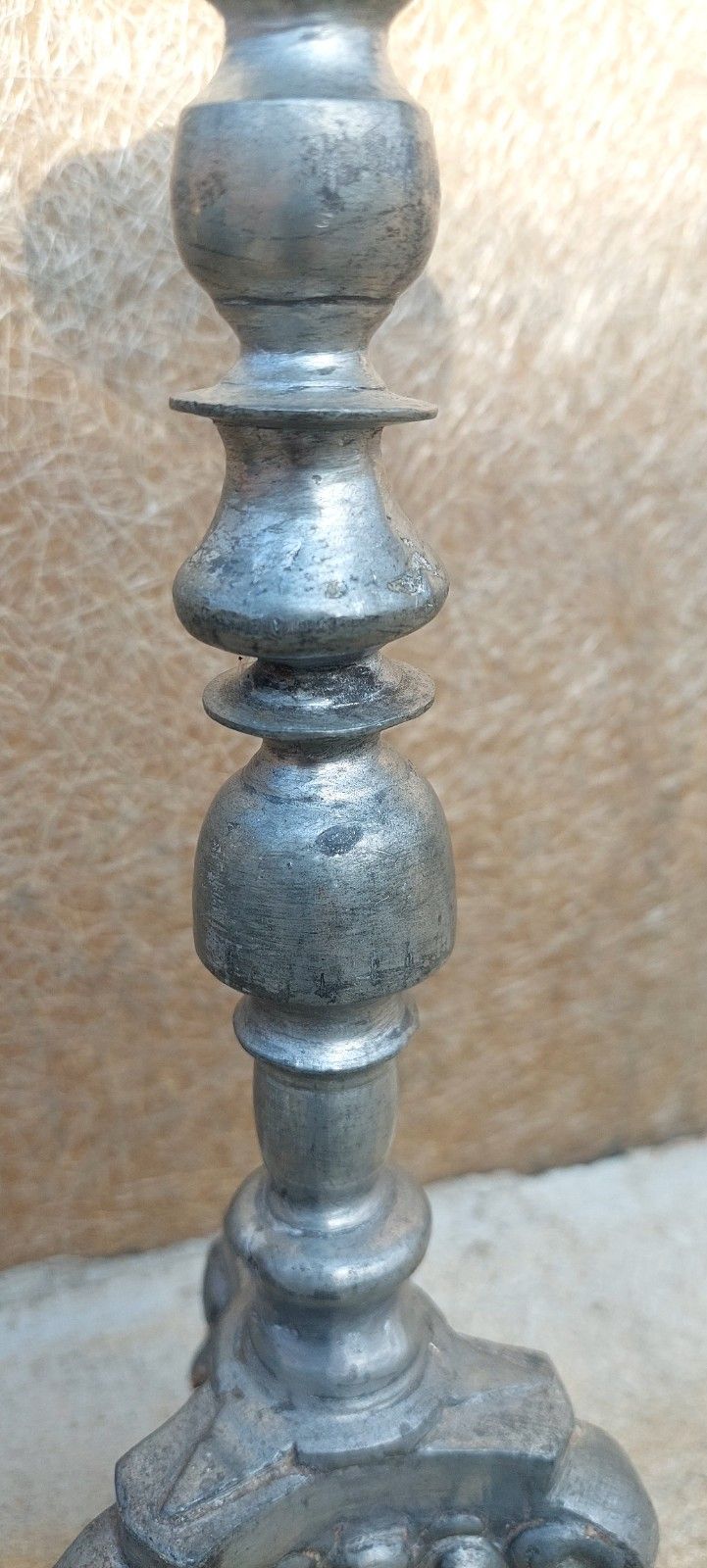 Antique Louis XIV Original Baroque Pewter Candlestick 17th/18th Century photo vintage