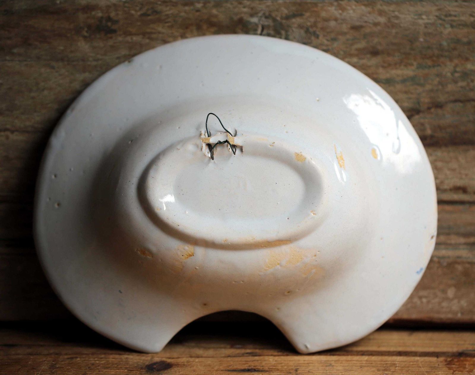 Antique French Shaving Dish Ceramic Barbers Beard Trimming Bowl Bathroom Blue And White Majolica photo Home Decor