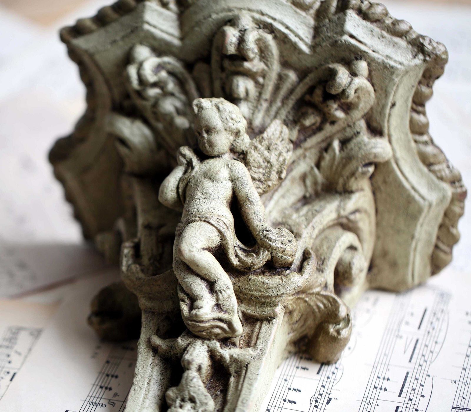Antique Cherub Corbel French Rococo Plinth Angel Putti Wall Sconce Architectural Salvage photo Art