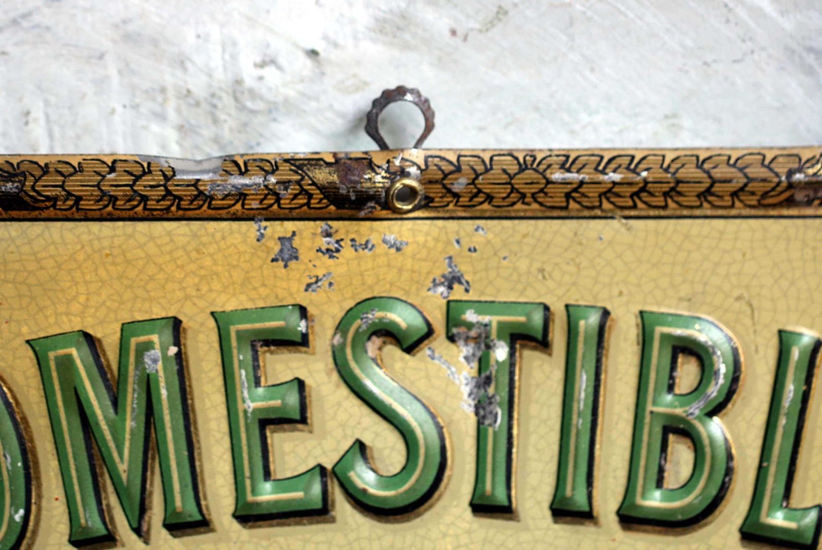 Antique Comestibles Aux Truffes Tin Sign French Billboard Tin Advertising Kitchen Plaque 1910 Truffles photo vintage
