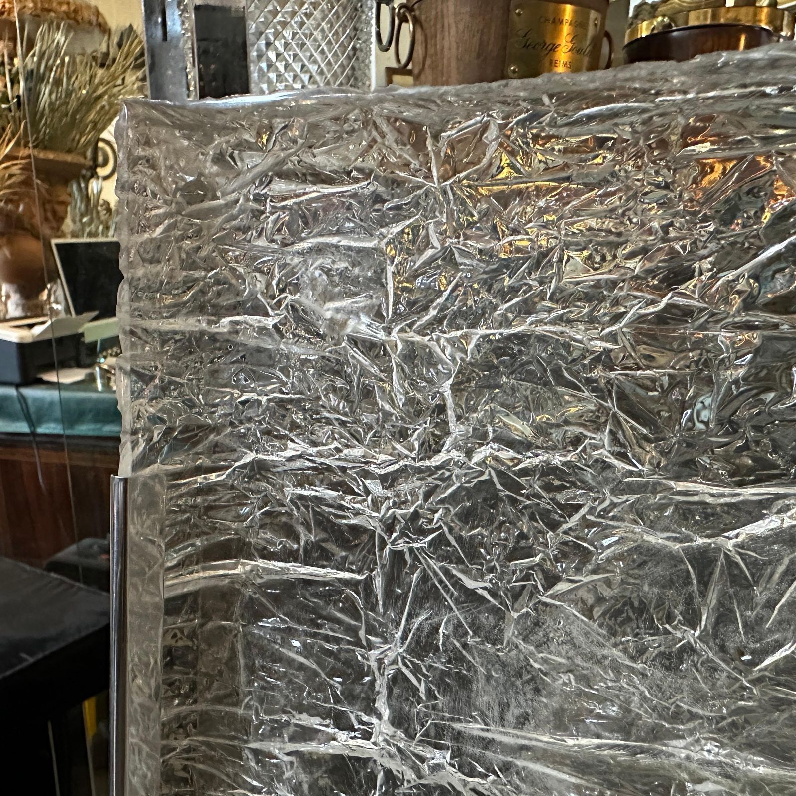 1980s Modernist Ice Lucite And Silver Plated Italian Tray By Ulderico Cavinato photo 668.0