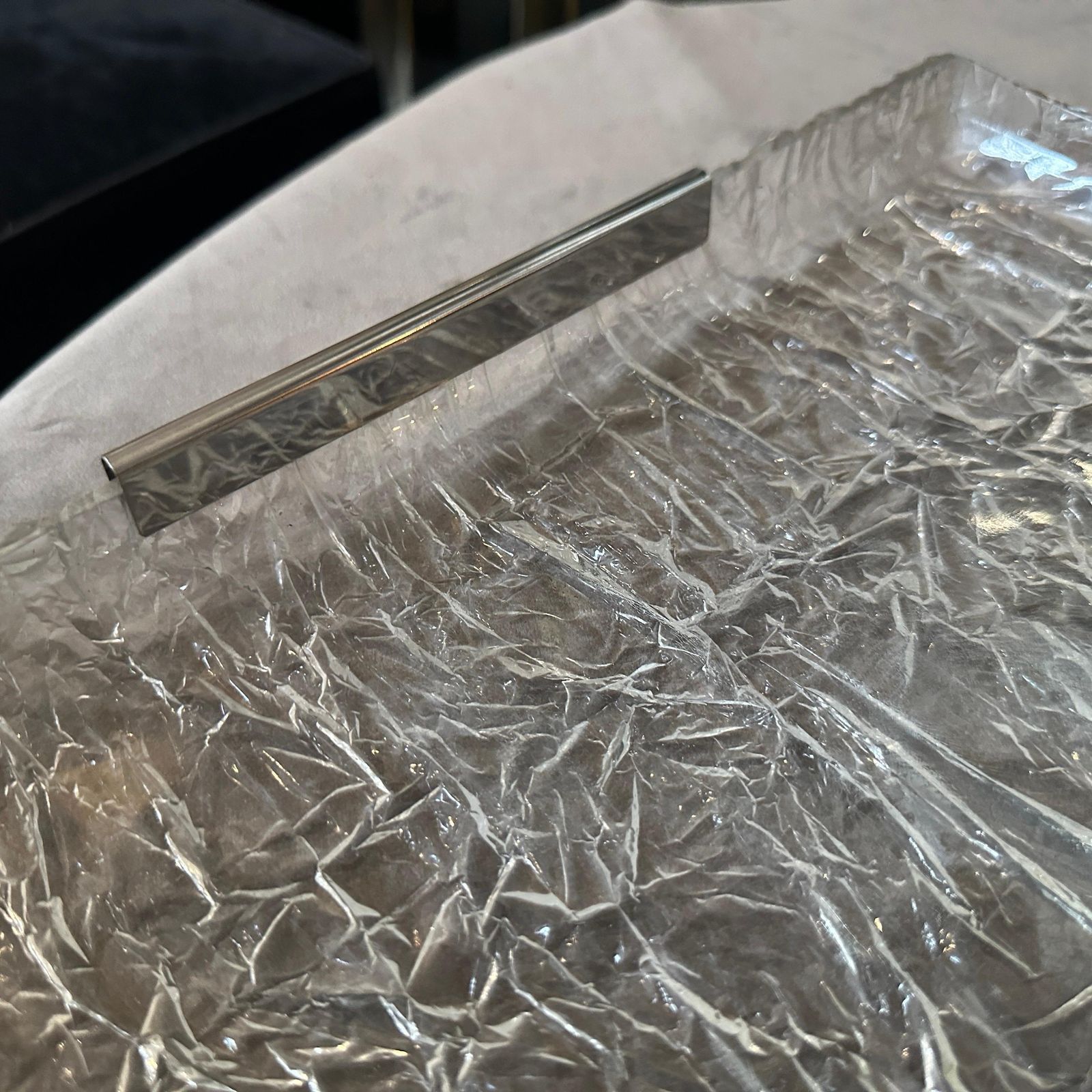 1980s Modernist Ice Lucite And Silver Plated Italian Tray By Ulderico Cavinato photo vintage