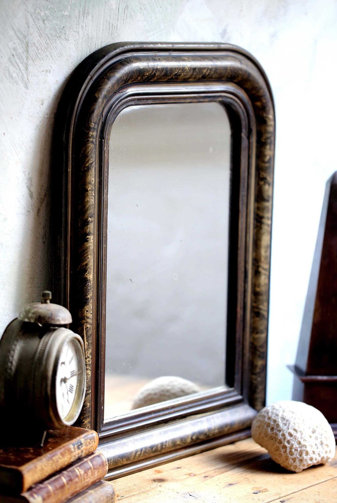 photo furniture Antique French Mirror: Louis Philippe Style Faux Marble Frame