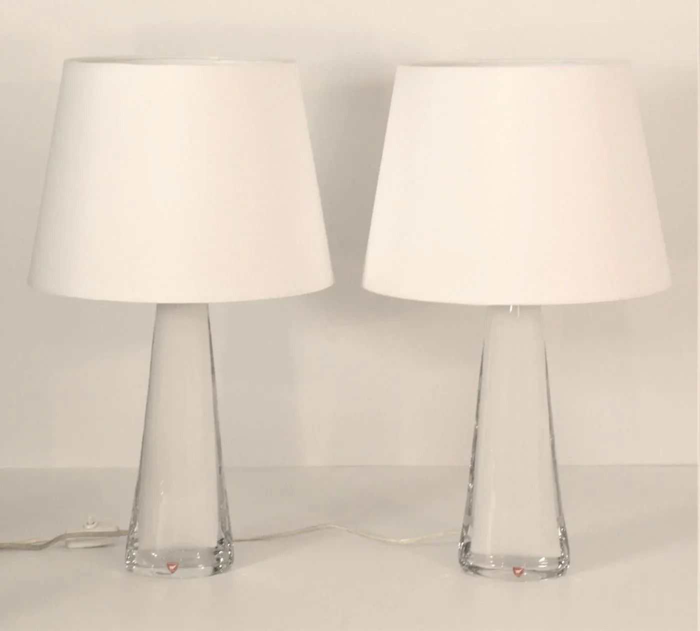 photo for sale White Doublecoated Glass Table Lamps By Carl Fagerlund For Orrefors, 1950s, Set Of 2