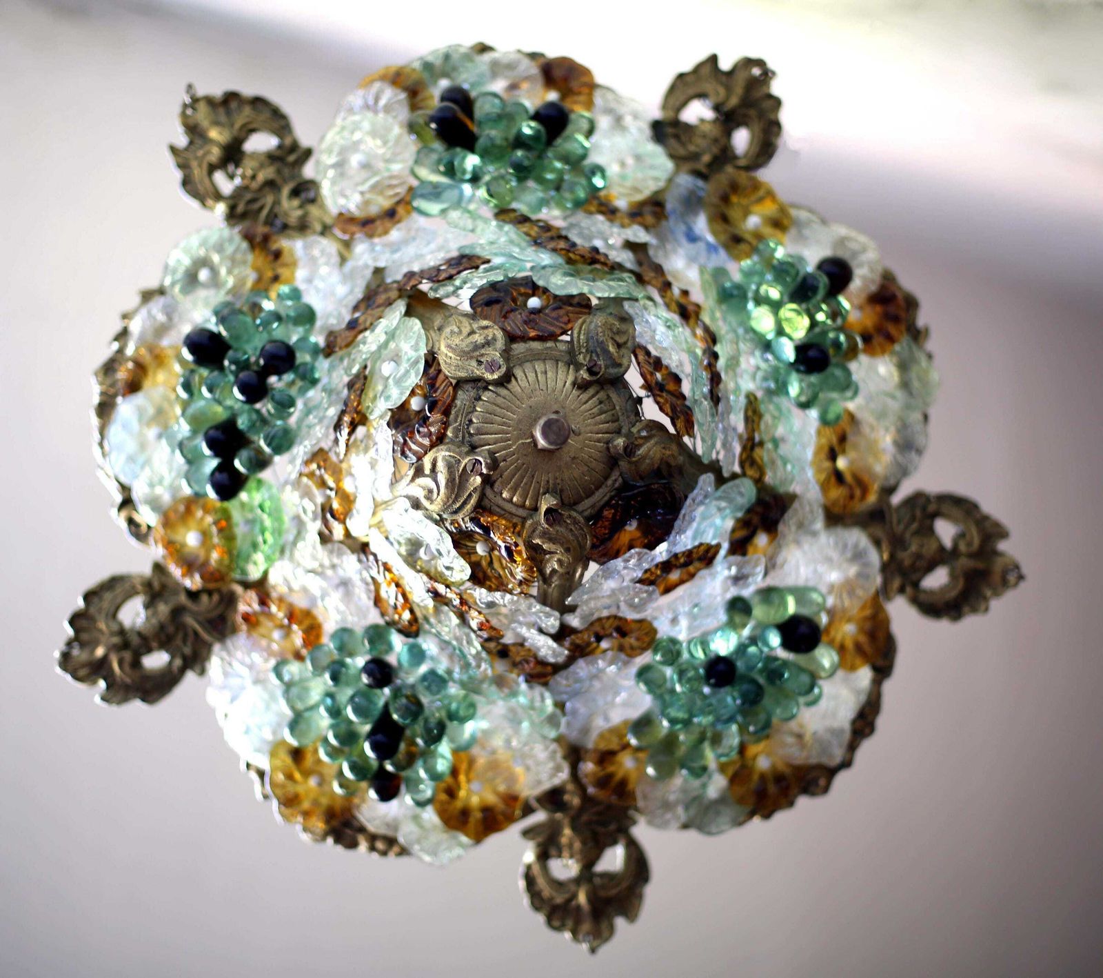 photo furniture Antique Murano Glass Fruit Ceiling Light Flowers & Grapes Working Chandelier Plafonnier