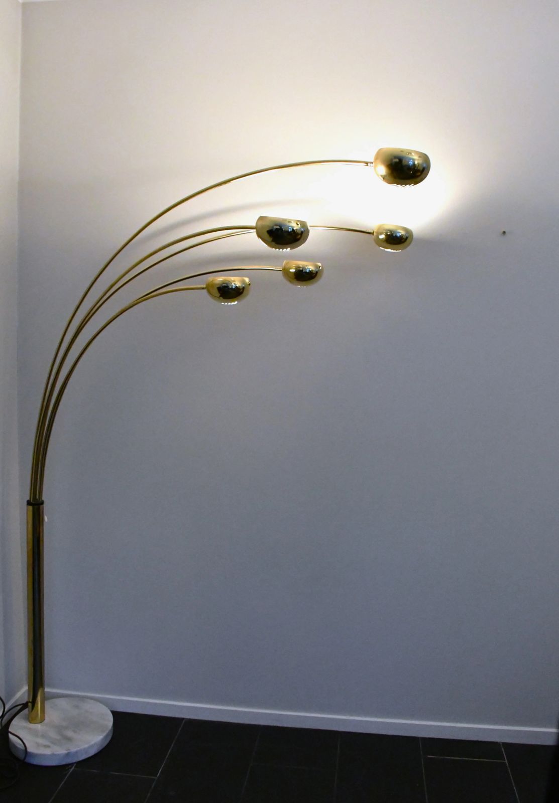 Vintage Swedish Five Arm Brass And Marble Base Floor Lamp, 1980s photo buy