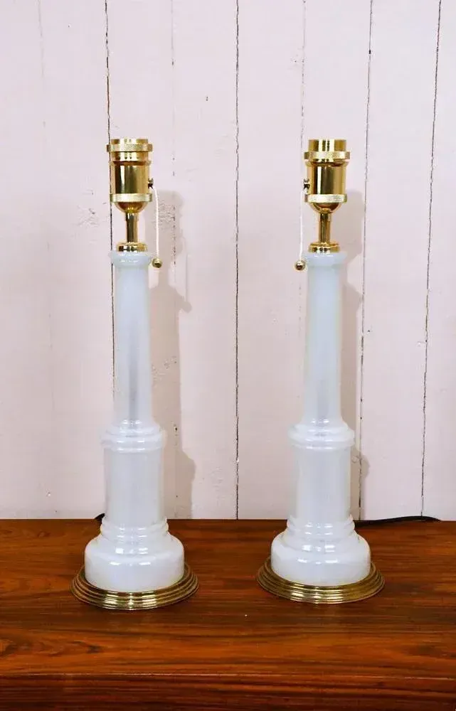 Large Swedish Glass And Brass Table Lamps By Josef Frank For Firma Svenskt Tenn, 1940s, Set Of 2 photo 2139.0
