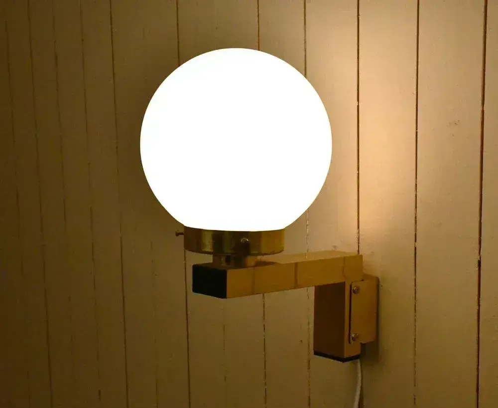 Swedish Model V397 Sconces In Brass And Opaque Glass By Hans Agne Jakobsson For Hans Agne Jakobsson Ab, 1970s, Set Of 2 photo vinterior