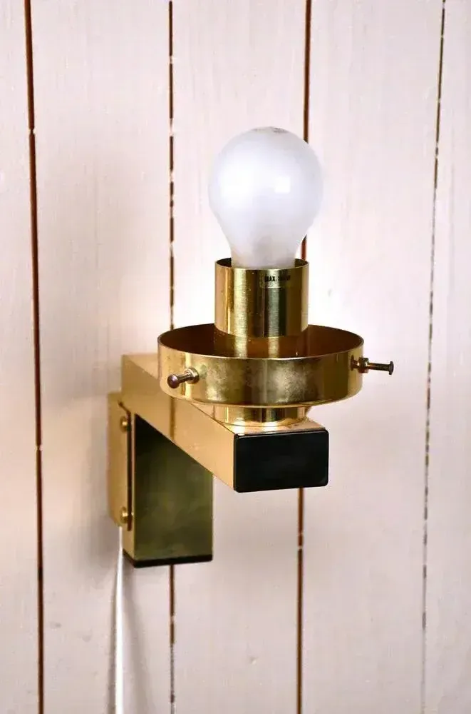 Swedish Model V397 Sconces In Brass And Opaque Glass By Hans Agne Jakobsson For Hans Agne Jakobsson Ab, 1970s, Set Of 2 photo buy