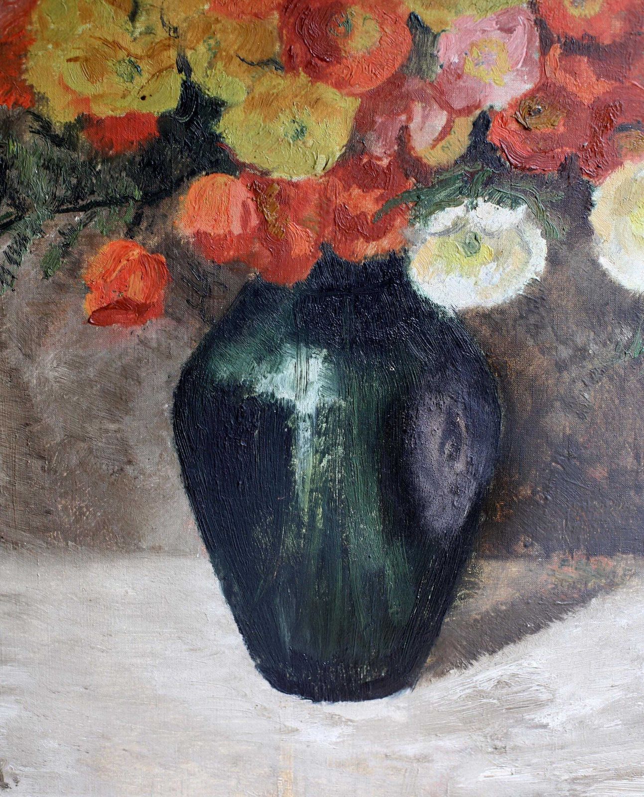 Floral Oil Painting Antique Canvas Art Flowers Large Framed Still Life photo furniture