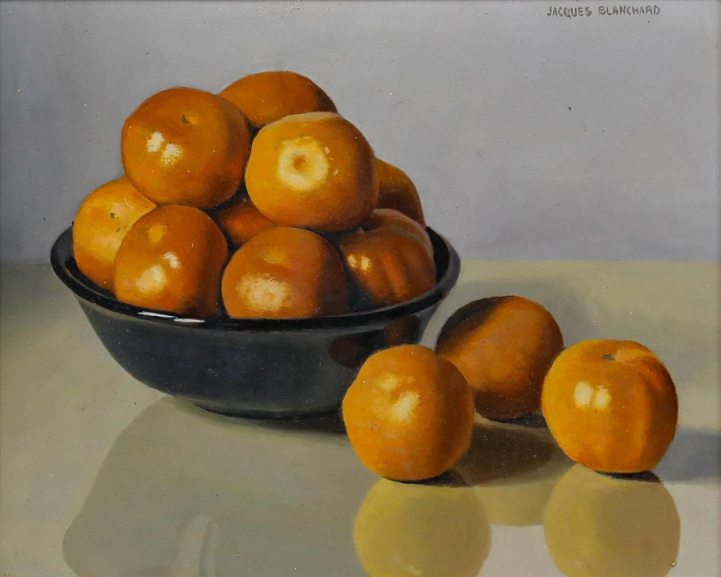 Jacques Blanchard (1912 1992) 20th Century Oil, Still Life With Clementines photo furniture