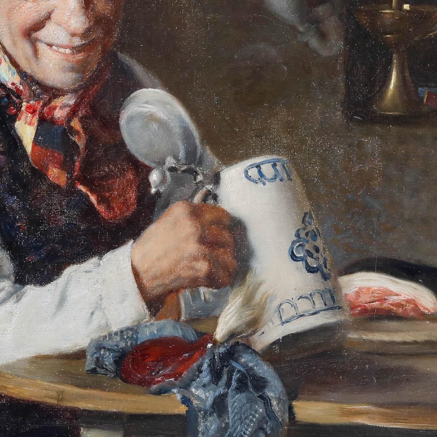 Ludwig Kandler (1856 1927) Framed 1924 Oil, Drinker In The Jazzy Waistcoat photo Art