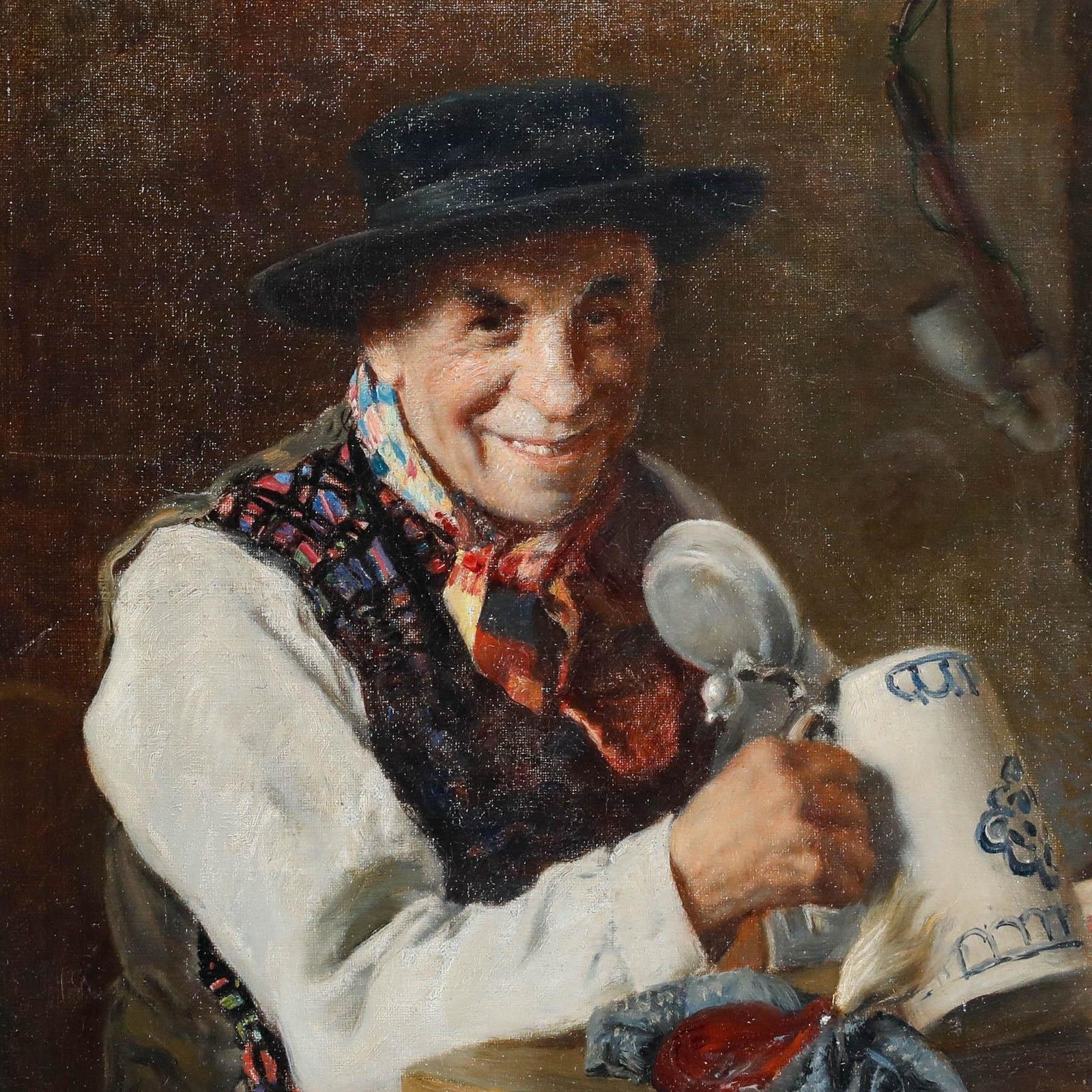 Ludwig Kandler (1856 1927) Framed 1924 Oil, Drinker In The Jazzy Waistcoat photo 550.0