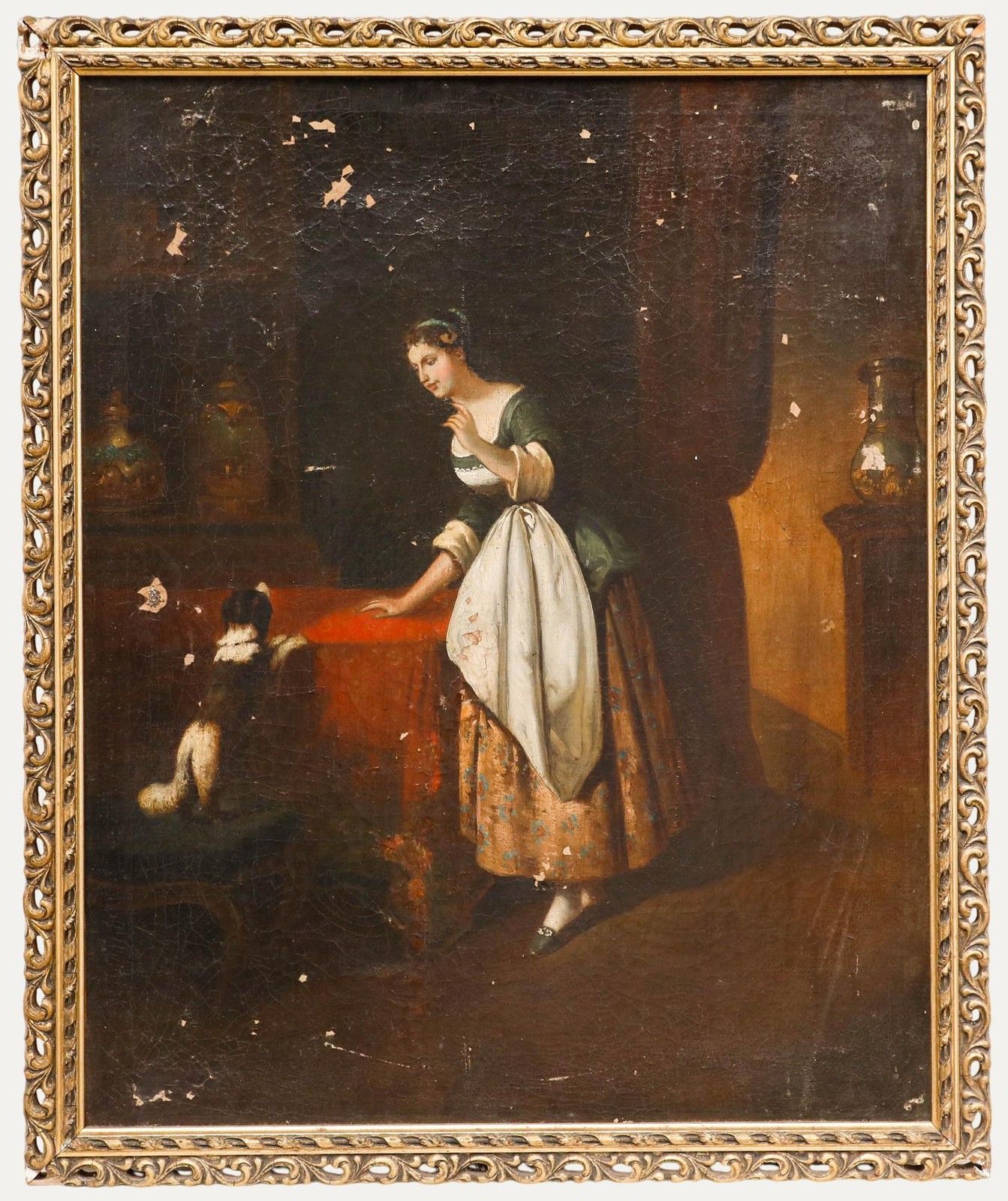 For Restoration 19th Century Oil The Naughty Dog