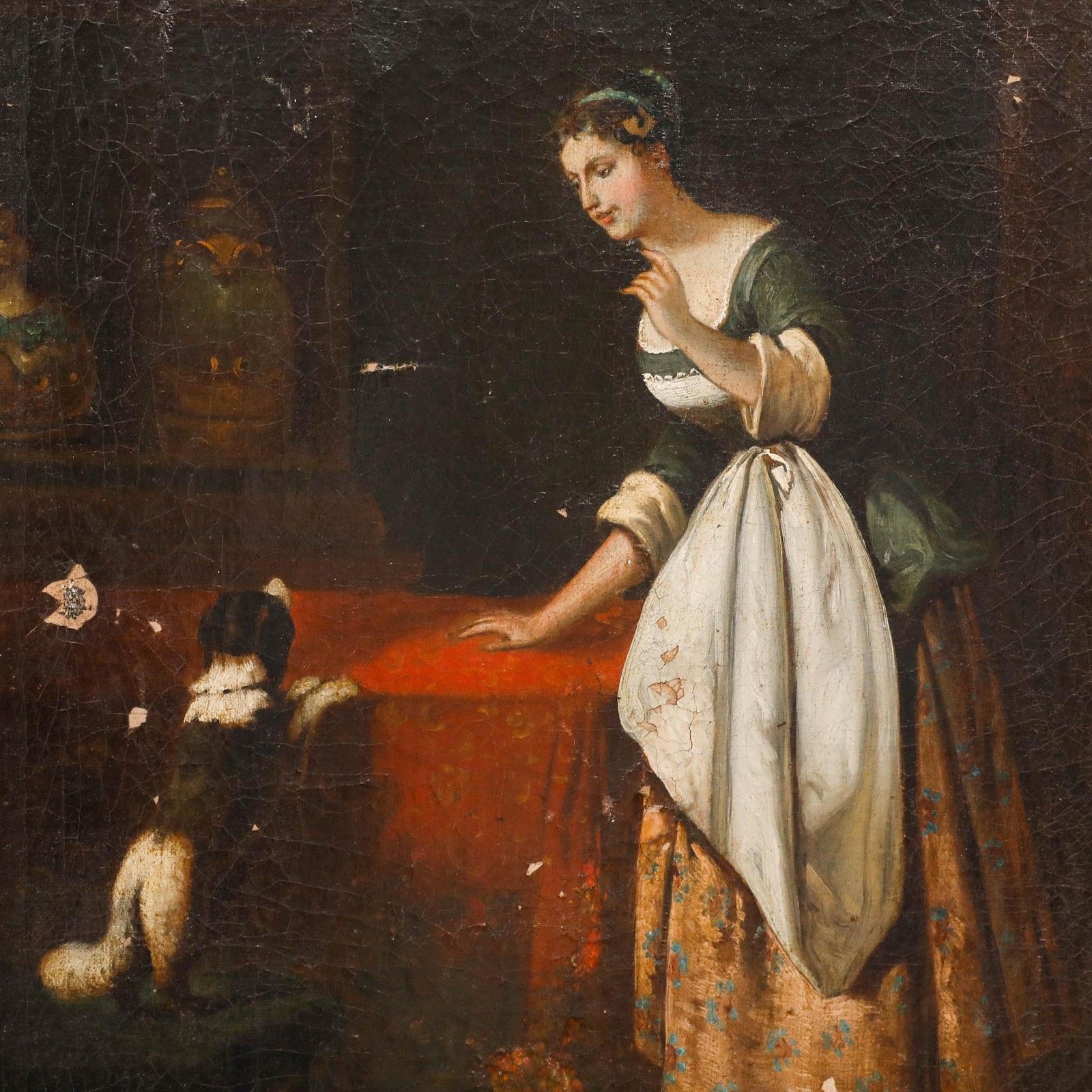 For Restoration 19th Century Oil The Naughty Dog photo Art