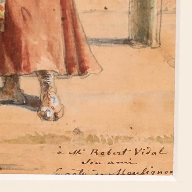 Léopold De Moulignon (1821 1897) 1879 Watercolour, Peasant Family photo buy