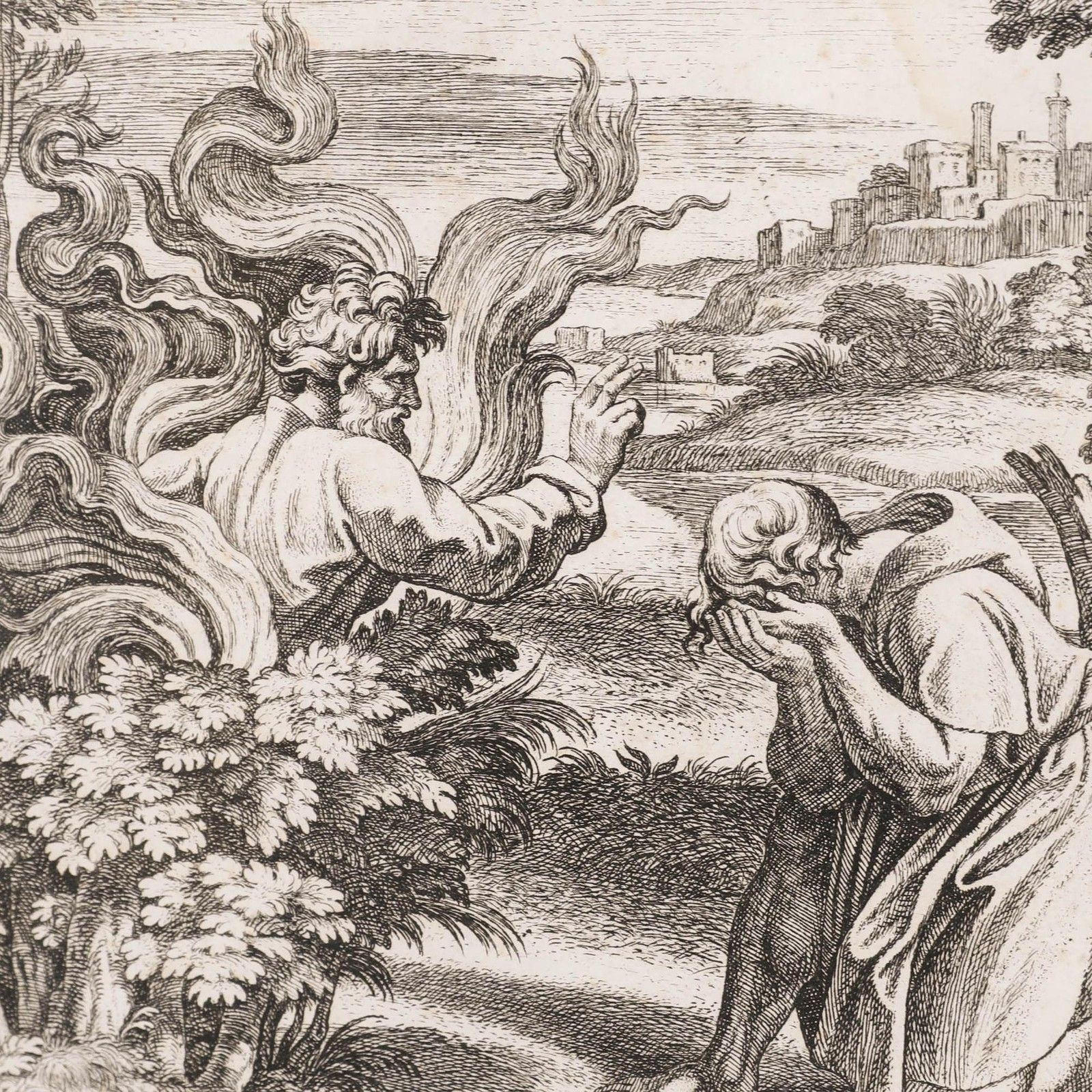 Nicolas Chaperon (1612 1656) After Raphael Engraving, The Burning Bush photo Art