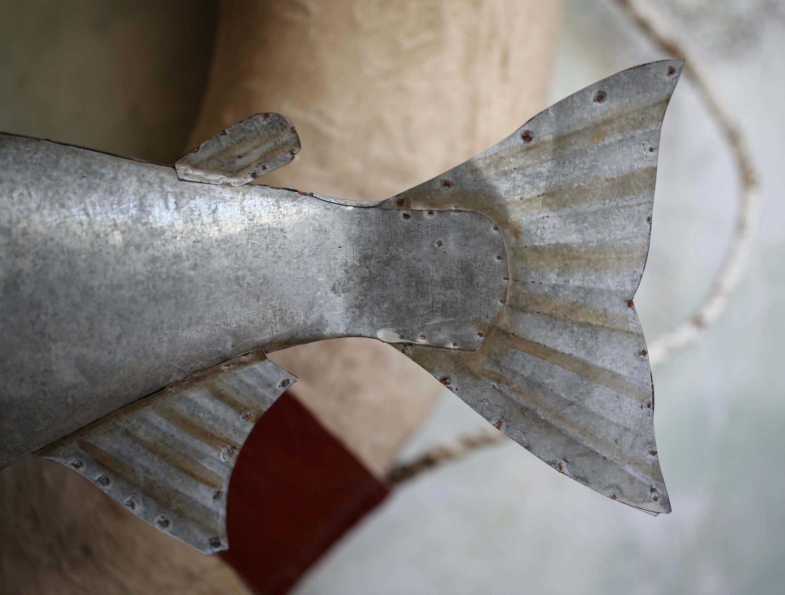 Large Zinc Fish Vintage Metal Model Art Statue With Stand photo vintage
