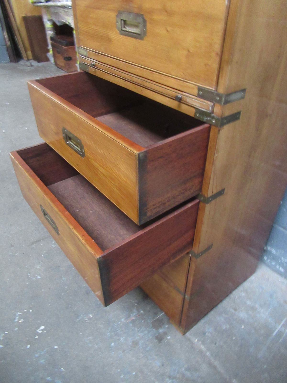 photo furniture Brass Bound Campaign  Style Chest  Of Drawers   1970s