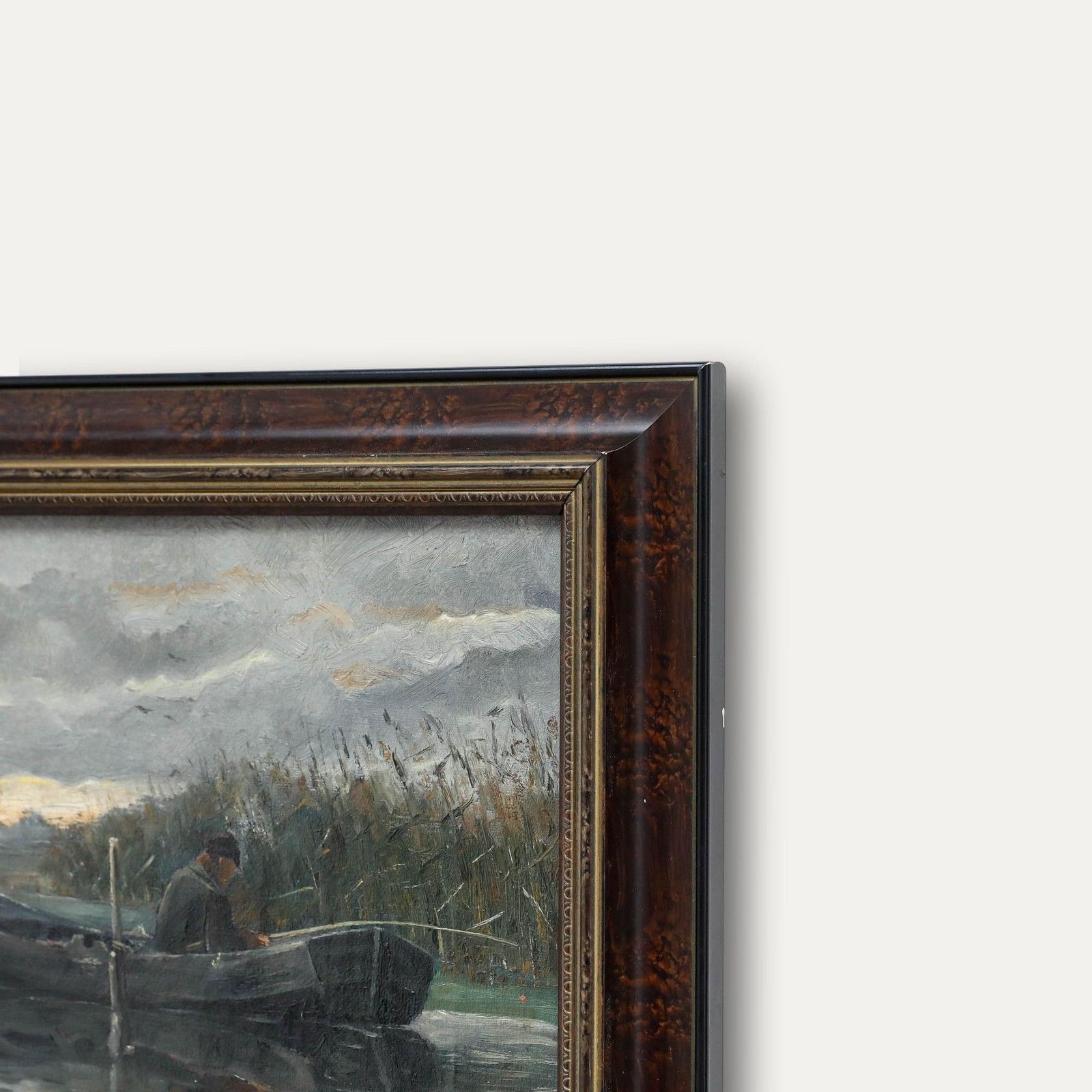 H.J. Wolff (B.1876) Dutch School Early 20th Century Oil, Fishing On The River photo 295.0