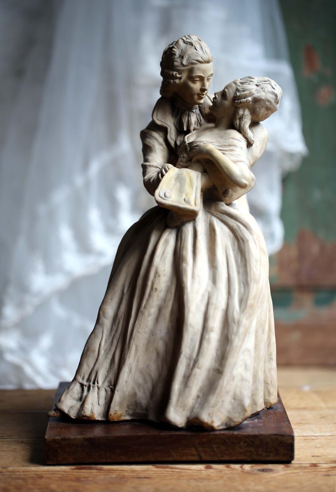 Antonio Borsato Sculpture Romantic Couple Lady Man Ceramic Figurine Lovers photo vintage
